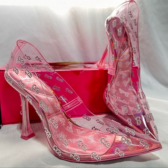 Aldo x Barbie Barbiestessy Pink Rhinestone Malibu Dreamhouse Pumps Heels New - Picture 1 of 11